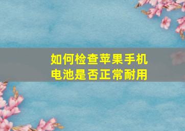 如何检查苹果手机电池是否正常耐用