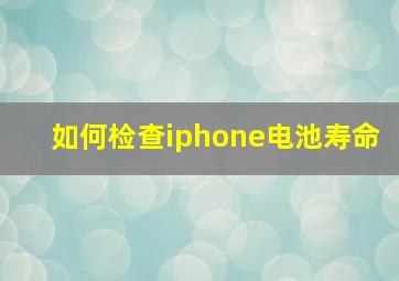 如何检查iphone电池寿命