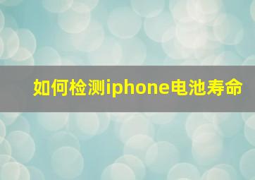 如何检测iphone电池寿命