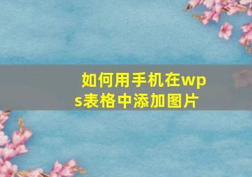 如何用手机在wps表格中添加图片