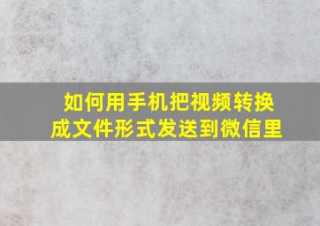 如何用手机把视频转换成文件形式发送到微信里