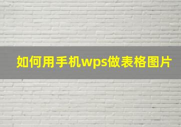 如何用手机wps做表格图片