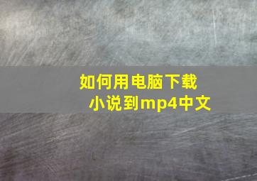 如何用电脑下载小说到mp4中文