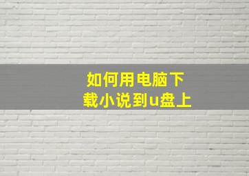 如何用电脑下载小说到u盘上