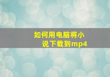 如何用电脑将小说下载到mp4