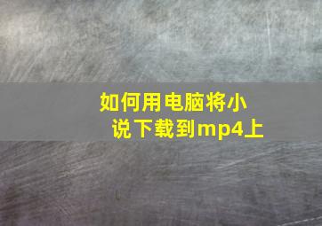 如何用电脑将小说下载到mp4上