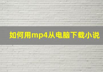 如何用mp4从电脑下载小说