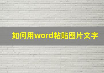 如何用word粘贴图片文字