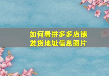 如何看拼多多店铺发货地址信息图片