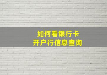 如何看银行卡开户行信息查询