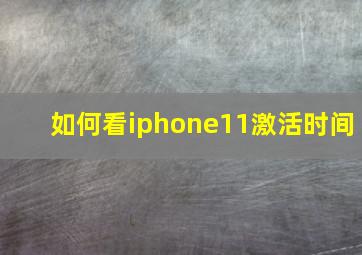 如何看iphone11激活时间