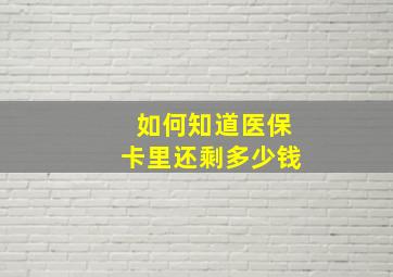 如何知道医保卡里还剩多少钱