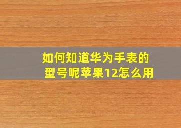 如何知道华为手表的型号呢苹果12怎么用