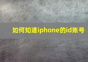 如何知道iphone的id账号