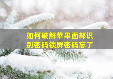 如何破解苹果面部识别密码锁屏密码忘了