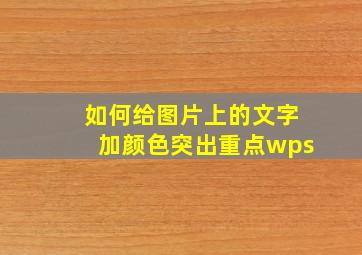 如何给图片上的文字加颜色突出重点wps