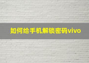 如何给手机解锁密码vivo