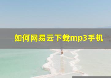 如何网易云下载mp3手机