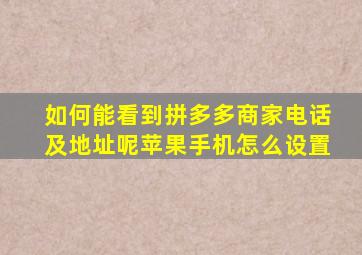 如何能看到拼多多商家电话及地址呢苹果手机怎么设置