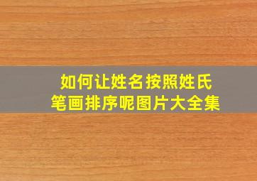 如何让姓名按照姓氏笔画排序呢图片大全集