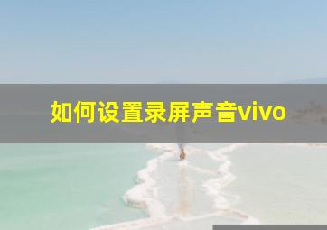 如何设置录屏声音vivo