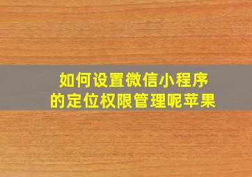 如何设置微信小程序的定位权限管理呢苹果