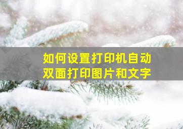 如何设置打印机自动双面打印图片和文字