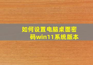 如何设置电脑桌面密码win11系统版本