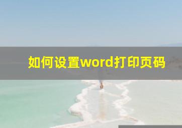 如何设置word打印页码