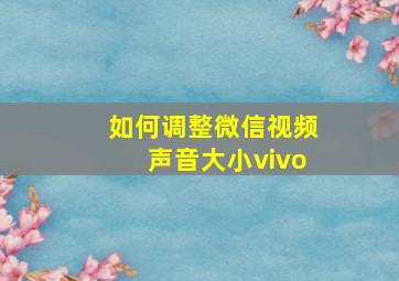 如何调整微信视频声音大小vivo