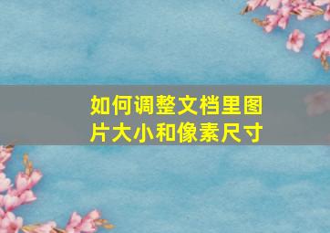 如何调整文档里图片大小和像素尺寸