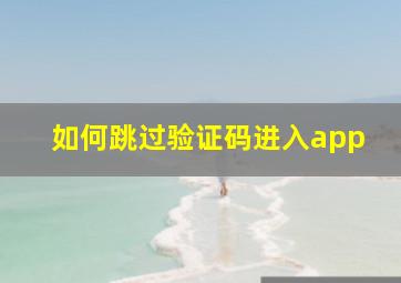 如何跳过验证码进入app