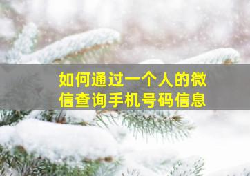 如何通过一个人的微信查询手机号码信息