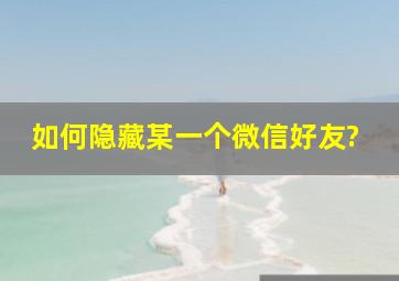 如何隐藏某一个微信好友?