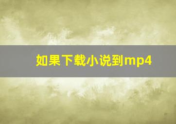 如果下载小说到mp4