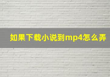 如果下载小说到mp4怎么弄