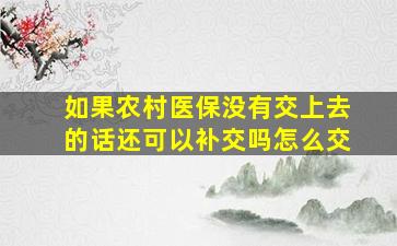 如果农村医保没有交上去的话还可以补交吗怎么交