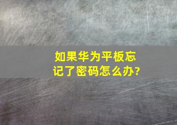 如果华为平板忘记了密码怎么办?