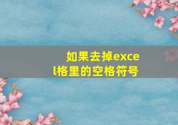 如果去掉excel格里的空格符号