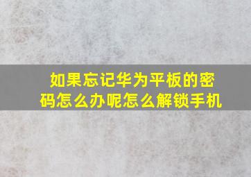 如果忘记华为平板的密码怎么办呢怎么解锁手机