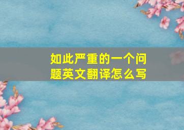 如此严重的一个问题英文翻译怎么写