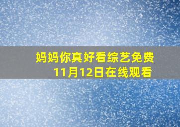 妈妈你真好看综艺免费11月12日在线观看