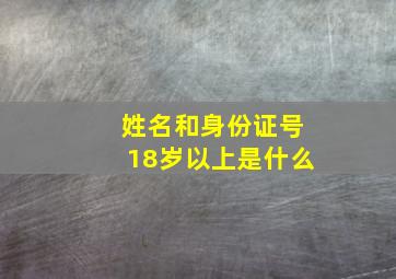 姓名和身份证号18岁以上是什么