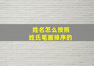 姓名怎么按照姓氏笔画排序的