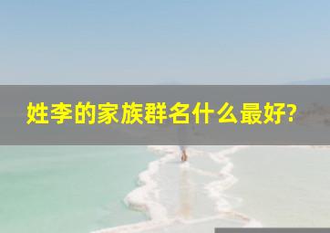 姓李的家族群名什么最好?