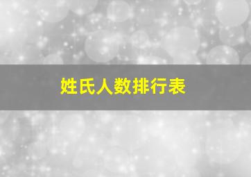 姓氏人数排行表