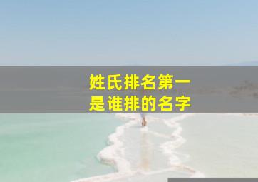 姓氏排名第一是谁排的名字