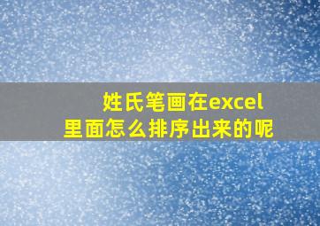 姓氏笔画在excel里面怎么排序出来的呢