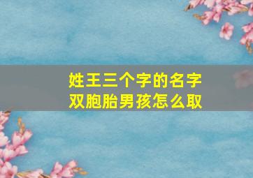 姓王三个字的名字双胞胎男孩怎么取