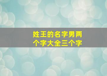 姓王的名字男两个字大全三个字